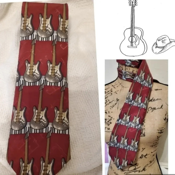 Musical guitar silk tie‎ - Picture 1 of 5